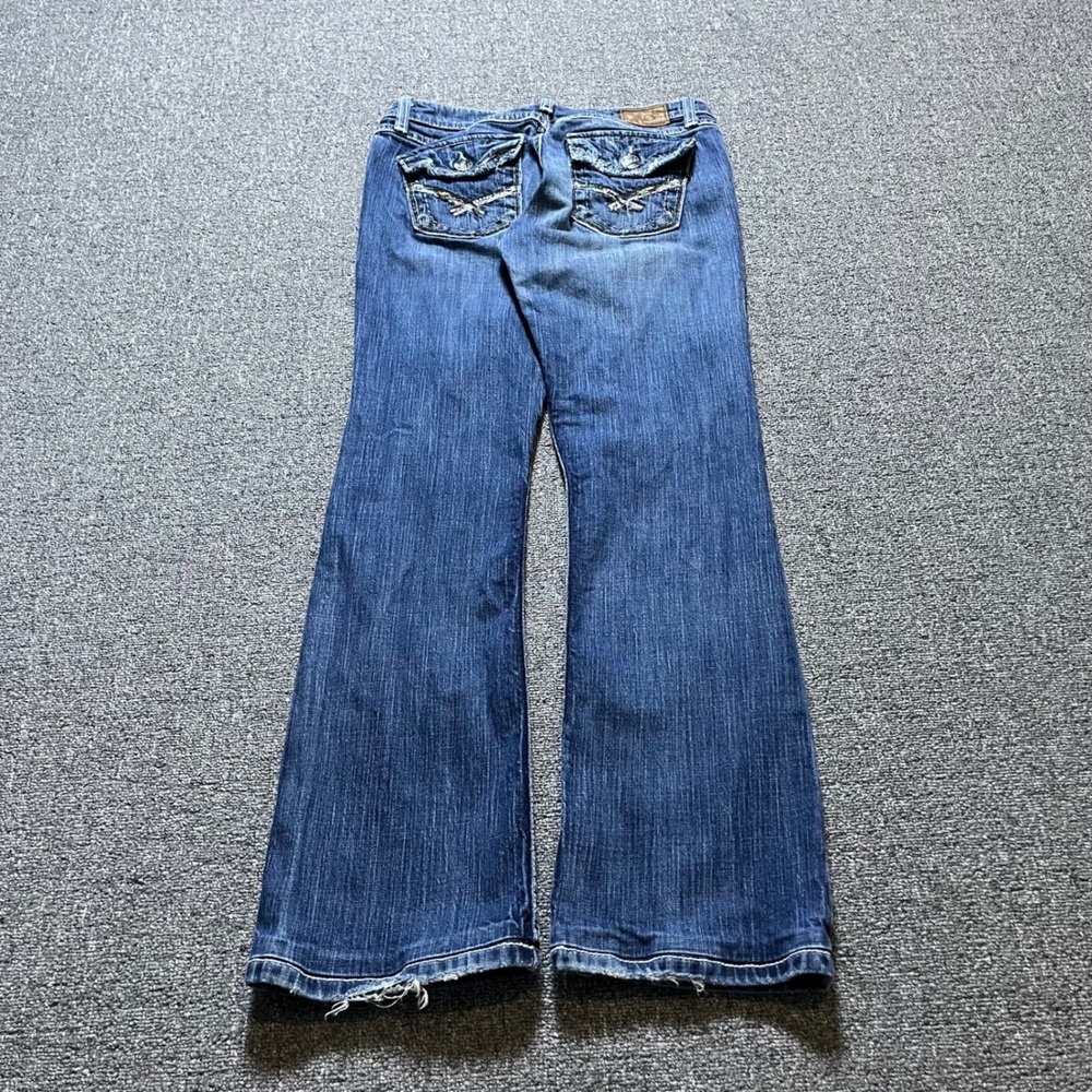 BKE Kate Bootcut Jeans 28x31 Blue Distressed Flap Pocket Sequin Y2K Low Rise